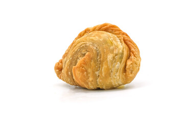 curry puff pastry isolated on white background. Snacks in Thailand. Bean Paste Pastries