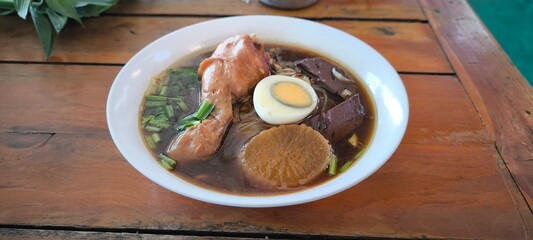 Noodles in a bowl on the table