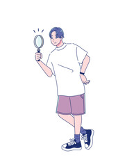 元気なアニメ調の男子生徒　全身