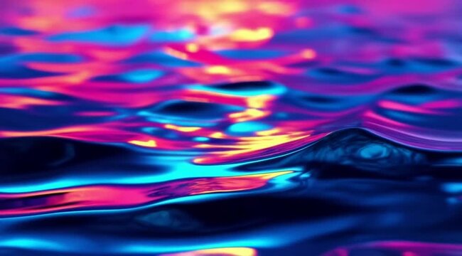 Abstract Neon Liquid Surface: Vibrant Hues and Fluid Forms