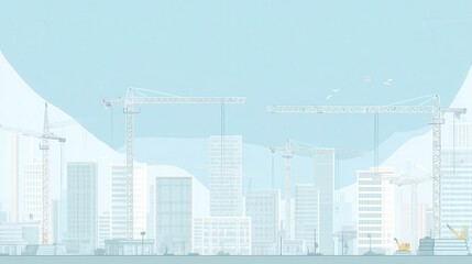 Simple illustration of a city under construction.