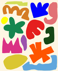 Abstract Composition of Colorful Shapes