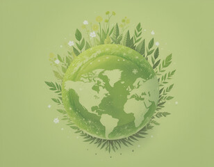 green globe with green leaves