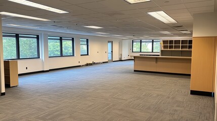 Obraz premium Empty office with ventilation test equipment set up near vents