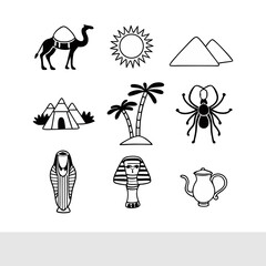 Collection of Ancient Egyptian and Desert Icons