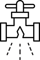 Line Illustration of Broken Pipe and Water Leak for Graphics, Concept, Apps
