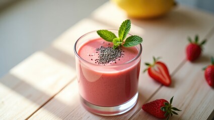 strawberry milkshake with mint