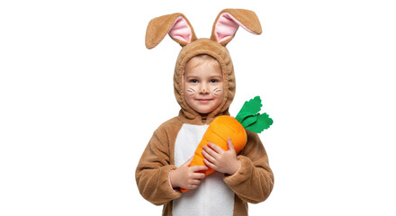 child in a bunny rabbit costume with floppy ears