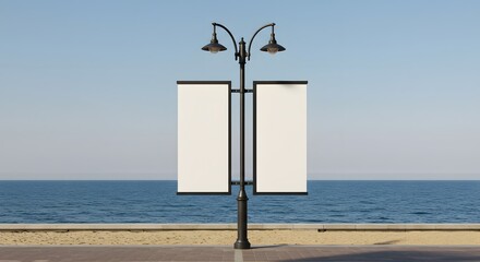 Seamless Outdoor Branding—Blank Display Panels Blending with the Natural Beauty of the Coast