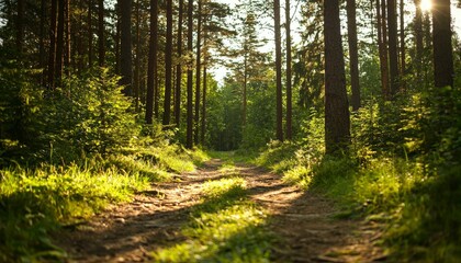 Obraz premium Sunlit forest path (1)