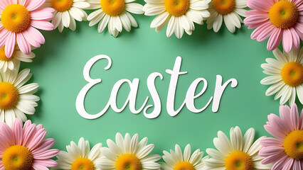 Obraz premium A Colorful Easter Frame With Spring Flowers Decorations