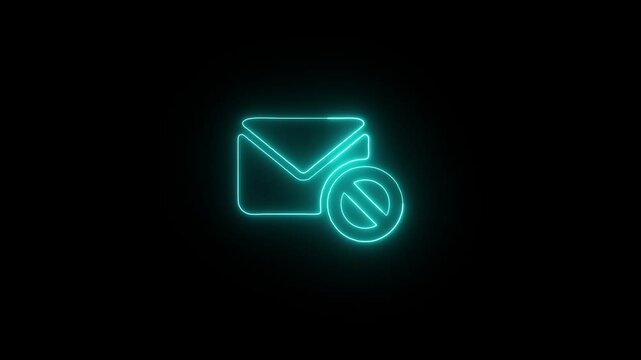 glowing neon message box icon animation video notice receive massage animated sign symbol on black background