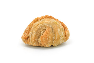 curry puff pastry isolated on white background. Snacks in Thailand. Bean Paste Pastries