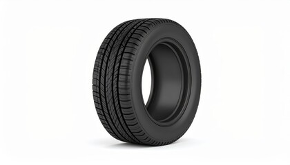 Detailed closeup of an isolated tire on a white background for automotive and transportation applications