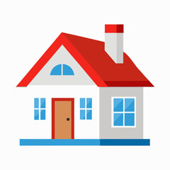 House with red roof vector illustration with white background