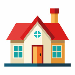 House with red roof vector illustration with white background