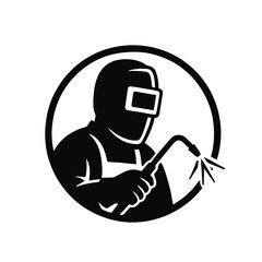 Silhouette Welder Logo Emblem Style in Vector Illustration