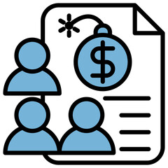 Public Debt Blue Black Icon