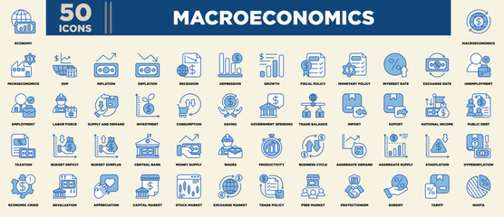 Macroeconomics Iconset Blue White