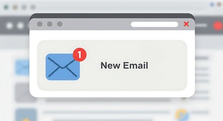 A simple notification of new email on a computer screen.