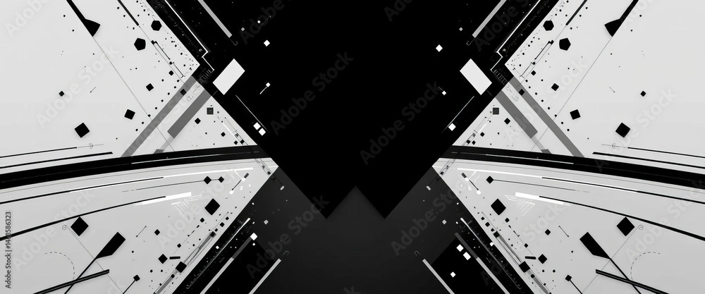 Poster abstract geometric black and grey vector background with technological design elements, background, 