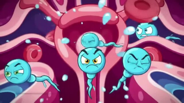 A parody cartoon of a popular action movie, but the main characters are all sperm cells on a mission to reach the egg