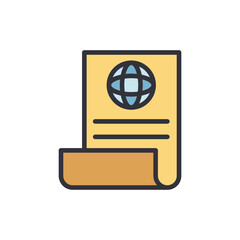 Global connectivity illustrated through document with world symbol graphic