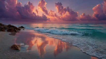 Sunrise over calm turquoise ocean