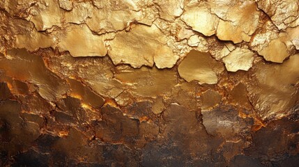 Fototapeta premium Abstract Gold Texture Cracked Metallic Surface Rich Brown and Golden Hues Luxury Background