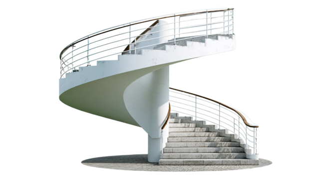 Elegant Spiral Staircase: A gracefully curved staircase ascends, its clean lines and sleek design conveying a sense of modern elegance, architectural wonder, and upward movement.