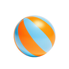 Colorful beach ball illustration with orange and blue stripes isolated on white background