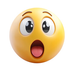 Fototapeta premium 3D Emoticon Shocked Face Yellow Surprised Expression
