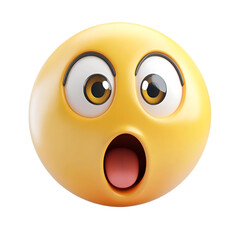 3D Yellow Emoji Shocked Face Wide Eyes Open Mouth