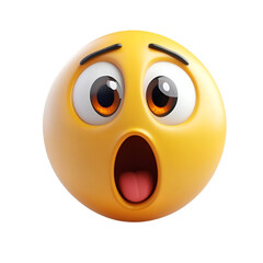 Shocked Emoji Face 3D Render Yellow Surprised Expression