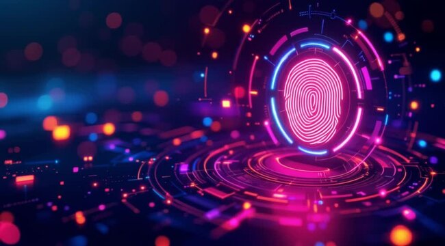 Neon Fingerprint: Futuristic Biometric Security Interface