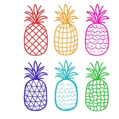 set of fruits. Cute pineapple fruits pattern background vector design. pineapple fruit illustration in flat style. fresh summer pine apple.  summer Background Background