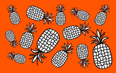 Cute pineapple fruits pattern background vector design. pineapple fruit illustration in flat style. fresh summer pine apple.  summer Background Background