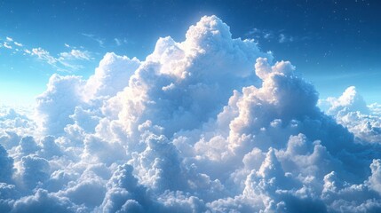 Naklejka premium Serene Cumulus Cloudscape Majestic Aerial View of Blue Sky and Fluffy White Clouds