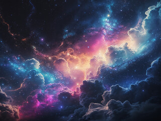 Fototapeta premium Colorful Spiral Galaxy with Cosmic Explosion in Deep Space – Sci-Fi Digital Art