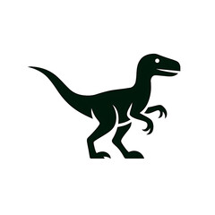 Fototapeta premium Flat and Minimal velociraptor icon design of silhouette on white background