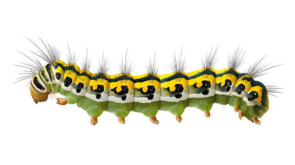 Vibrant Caterpillar: A meticulously detailed close-up of a colorful caterpillar, revealing the intricate patterns and textures of its body, highlighting the wonders of nature's design.
