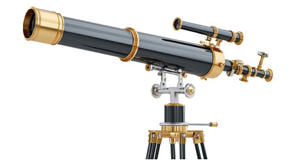 Celestial Explorer: Gaze into the cosmos with a classic telescope, its brass accents gleaming against the night, ready to unveil the mysteries of space and invite exploration.