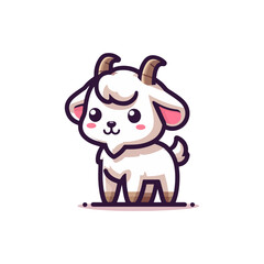 Cute Cartoon Goat Mascot Vector Illustration