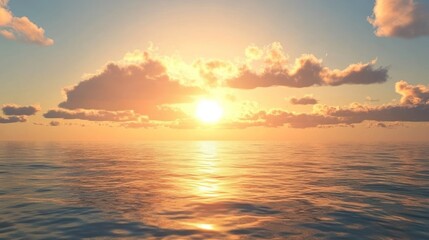 Serene sunset over calm ocean.