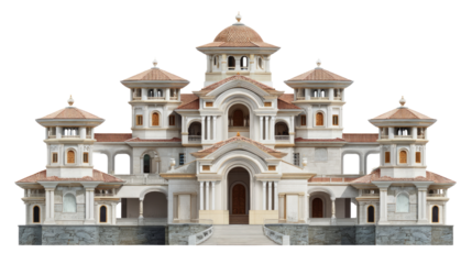 Majestic Architectural Marvel: A captivating view of an elaborate, symmetrical building with a stunning design, reflecting artistry and architectural ingenuity.