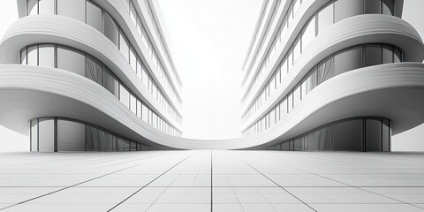 Fototapeta premium Modern architecture, empty plaza, monochrome facade.