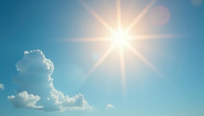 Bright sunny beacon shines, emitting warm golden light against a clear blue sky , overcast, shine bright, sunny day