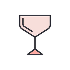 Stylized cocktail glass in light pink tones, on a plain White background