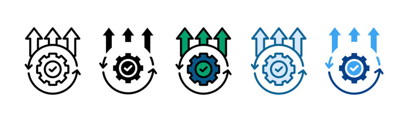 Process Improvement Icon Set Multiple Style Collection