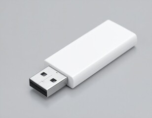 White Usb Flash Drive On Gray Background